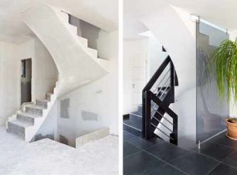 Pose de carrelage dans escalier